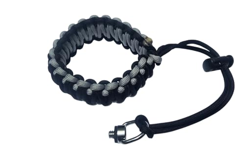 SIDRUM Paracord Camera Wrist Strap Lanyard with Quick Release Screw for Insta 360 X3, X2, Universal Hand Strap for DSLR Cameras, Action Cameras, Selfie Sticks(Black) (Black & Grey)
