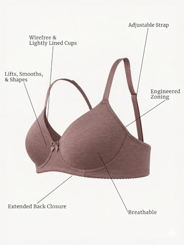 Image of Saforia Cuddlecot Cotton Padded T-Shirt Bra for Women | Wire-Free Full Coverage Bra | Breathable Soft Cotton Everyday Bra | Seamless Comfort Innerwear