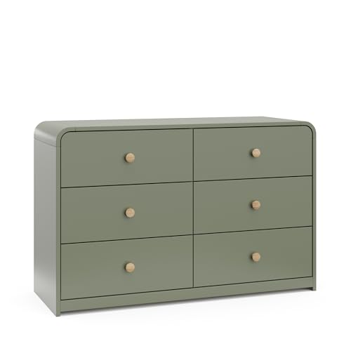 Storkcraft Santos 6 Drawer Bedroom Dresser (Olive & Natural) – GREENGUARD Gold Certified Dresser...