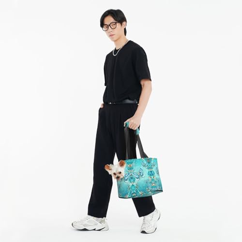 Sac de transport pour petits chiens et chats bleu imprimé papillon