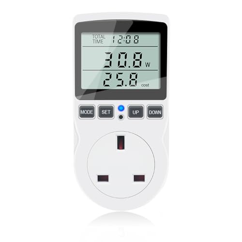 KETOTEK Power Meter Plug Energy Monitor, Electricity Usage Monitor 11 Modes with LCD Display, Power Consumption Meter Socket Overload Alarm KWH Amp Volt Watt Meter