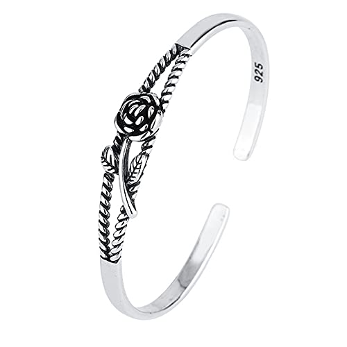 Izpack Vintage Rose Flower Open Cuff Bracelets for Women Mom Fashion Expandable Stackable Bangle Bracelet Personalized Jewelry Gifts