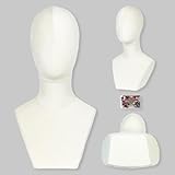 Mannequin Head with Shoulders – Display Model for Wigs, Hats, Jewelry, Sunglasses – Soft Velvet Stand Bust for Store & Home Display (Elegant Beige)