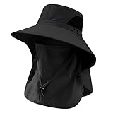 Générique Bucket Hats for Men with Wide Brim, UPF 50+ UV Protection Sun Hats and Fishing Hat for Dad, Outdoor Hiking Garden (Black)