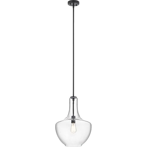 Kichler Everly 1-Light Pendant Light Fixture with Clear Seeded Glass