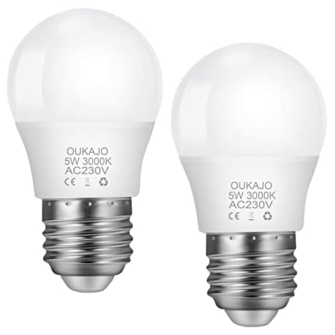 E27 Screw Led Bulb,5W,40W Equivalent,3000K Warm White,CRI>80,Non Flicker,Non Dimmable,2 Pack Cover