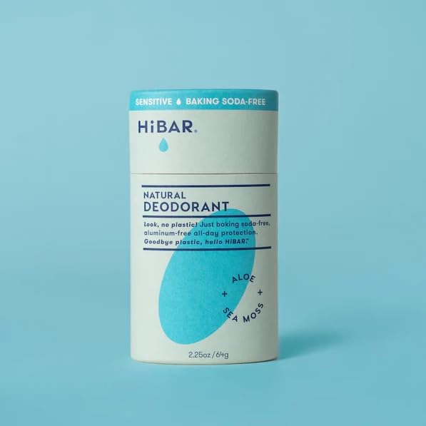 HiBAR Sensitive Deodorant with Sea Moss & Aloe - Gentle on Skin, Neutralizes Odor, Absorbs Moisture, Smooth Application, Long-Lasting Protection, Aluminum & Paraben Free - 3 Pack