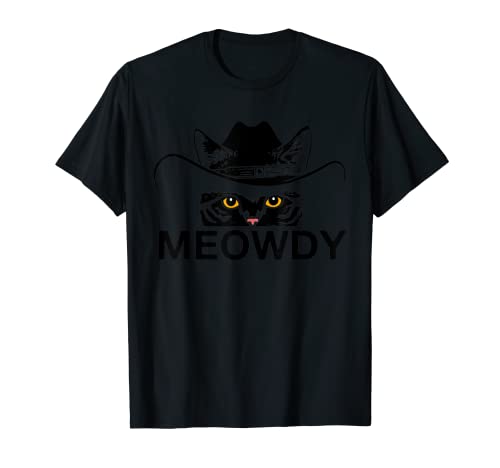 Meowdy Funny Country Music Cat Cowboy Sombrero Vintage Cat Meme Camiseta