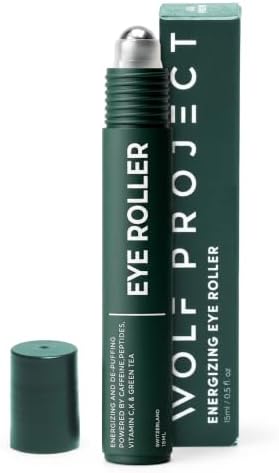 Wolf Project Energizing Eye Roller | Vitamin C Peptides Caffeine Roller for Eye Bags, Dark Circles, Fine Lines | Korean Beauty Serum | Brightening, Refreshing & Cooling Eye Gel Roller