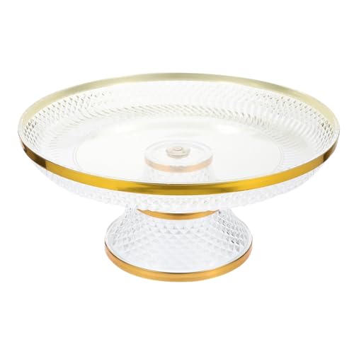 IMIKEYA Bol À Fruits En Verre Avec Base En Or Bord En Verre Gâteau Dessert Plat De Service Bol Sur Pied Transparent Pour Anniversaire Mariage Fête De