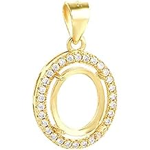 925 Sterling Silver Blank Pendant Cabochon Setting Tray Women Jewelry Handmade Necklace Pendant fit 8X10/10X12/12X16/13x18mm Oval Stone
