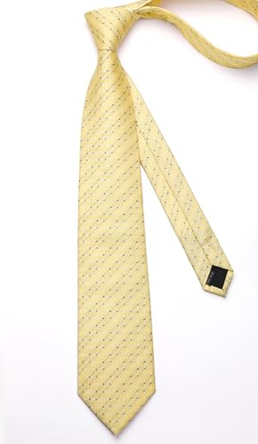 Image of Enlision Ties for Men Plaid Stripe Tie Handkerchief Woven Classic Formal Necktie Pocket Square Clip Set