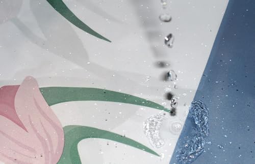 Tennove Shower Curtain Mould Resistant Flowers 200x200cm Drop Bathroom Curtain Waterproof Polyester Fabric Wet Room Bathtub Shower Curtain,Weighted Hem,Quick Dry - Image 3