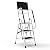 Usinso 3 Step Ladder Tool Ladder Folding Portable Steel Frame MAX 500 lbs Non-Slip Side armrests Large Area Pedals Detachable ToolBag Suitable for Home Office Engineering