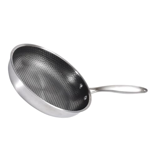 HIAKDOFT Sartén de Acero Inoxidable con Estructura de Panal Antiadherente Fácil de Limpiar Resistente Deformaciones Mango Antiescaldante para Cocina Doméstica