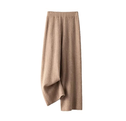 Women Wool Herringbone Pattern Knit Loose Pants Thick Straight Pants Soft Fine Wool...