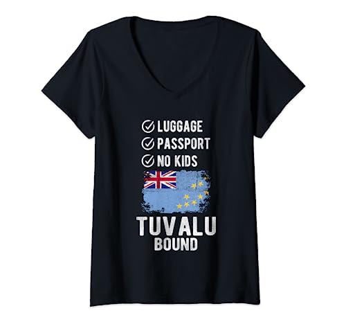 Tuvalu Souvenir Voyage Vacances Tuvalu T-Shirt avec Col en V