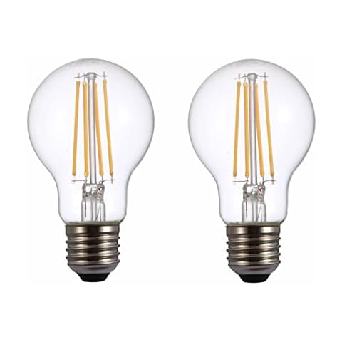 TEKLED® A60 Filament Vintage LED Bulbs | E27 Edison Screw | Energy Saving 6.5W Light Bulb 60W Equivalent | DIMMABLE Clear 2700K 806LM | 2-Pack | Warm White Cover