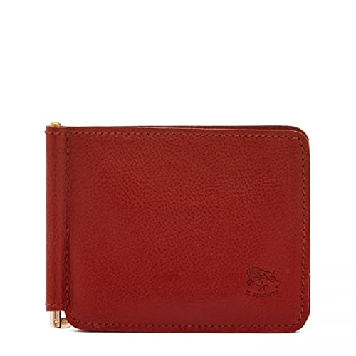 IL BISONTE El | Monedero para hombre de doble piel de vaca - SMW076 | Made in Tuscany, rojo Cover