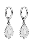 Purelei Pretty - Pendientes de aro resistentes al agua | delicados pendientes de aro con piedra ovalada y circonitas cúbicas de acero inoxidable | chapado en oro de 14 K, plata y oro rosa de 18