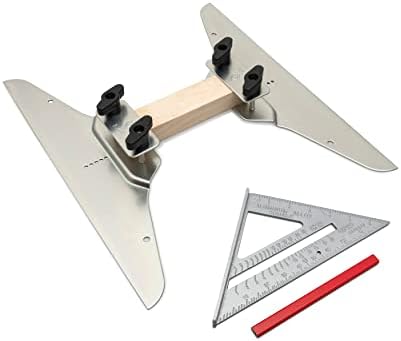 FM Creations Stair Tread Template Set – Zinc Plated Steel – Stair Gauge Set, Stair Cutting Tools, Shelf Scribe Layout Tool, Solid Metal Stairs Jig, Complete with 7" Speed Square & Pencil