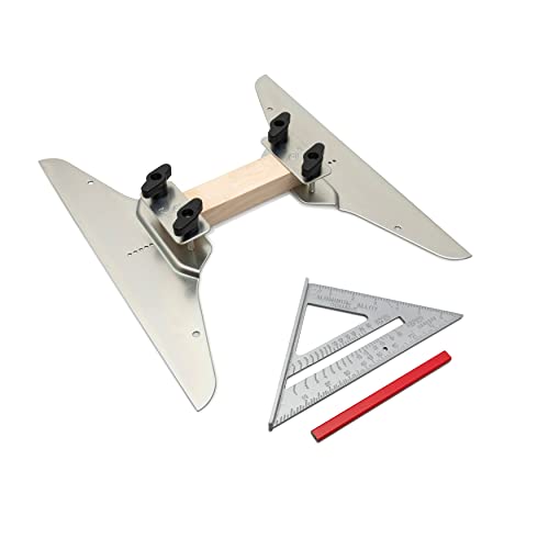 Fm Creations Stair Tread Template Set – Zinc Plated Steel – Stair Gauge Set, Stair Cutting Tools, Shelf Scribe Layout Tool, Solid Metal Stairs Jig, Complete With 7" Speed Square & Pencil #TOP22