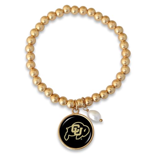Colorado Buffaloes Diana Gold and Pearl Stretch Bead Bracelet Jewelry CU