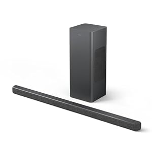 Philips TAB6309 Soundbar 2.1 mit drahtlosem Subwoofer – 2,1 Kanal 320W, DTS Virtual X, Bluetooth 5.4, HDMI ARC, optische Verbindung und USB-Konnektivität – Dunkelgrau
