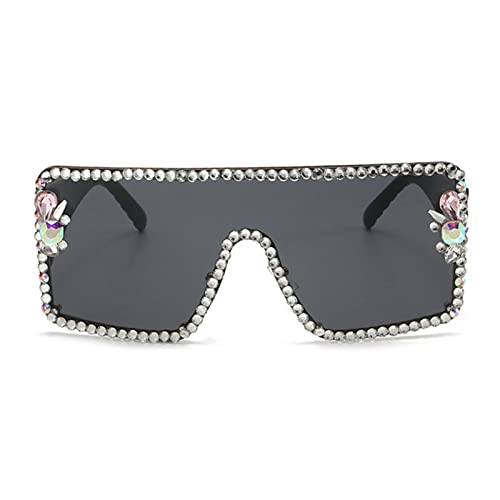 helena Fashion Oversized Sunglasses for Women Rhinestone Trendy Square Siamese One Piece Sun Glasses