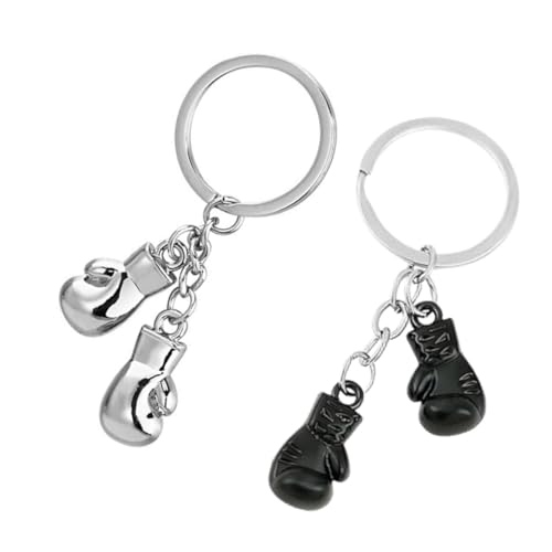 JFangZHZH Llavero Guantes de Boxeo,2 Piezas Llavero Metalico Boxeo Plata y Negro para Aficionados,regalos para boxeadores,Regalo Deportivo para Hombres y Fanáticos del Boxeo,MMA,Karate
