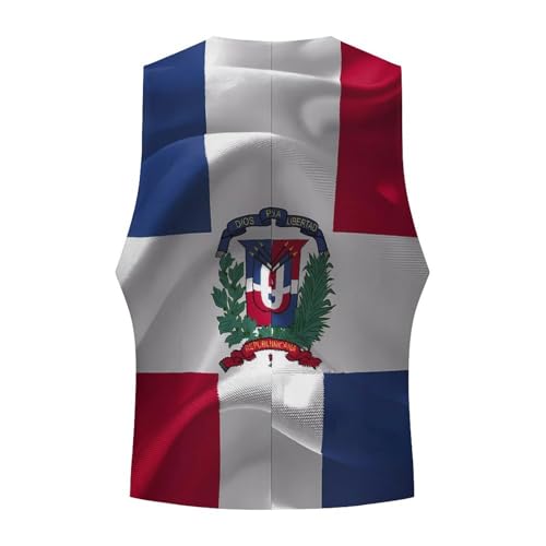 Dominican Republic Flag Casual Suit Vest for Men Formal Business Dress Regular Fit Waistcoat for Tuxedo4
