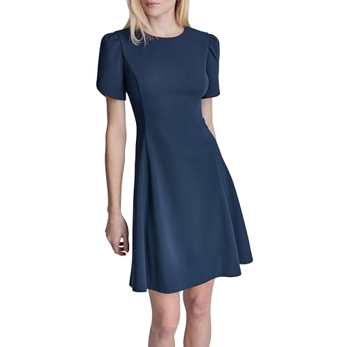 Image of DKNY Women's Tulip Sleeve Fit & Flare Mini Dress