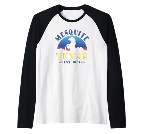 Mesquite Texas TX Wild Horse Raglan Baseball Tee