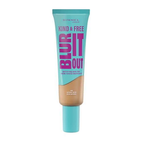 Rimmel London | Kind & Free Blur it out | Base de Maquillaje Líquida | Tono Natural Beige 400 | 30ml