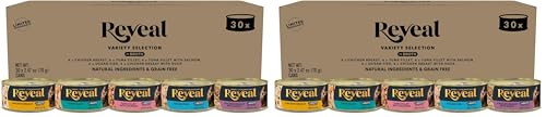 Image of Reveal Natural Wet Cat Food,Grain Free,Limited Ingredient Canned Food for Cats,Fish and Chicken Variety in Broth,2.47 oz Cans,(Pack of 60)