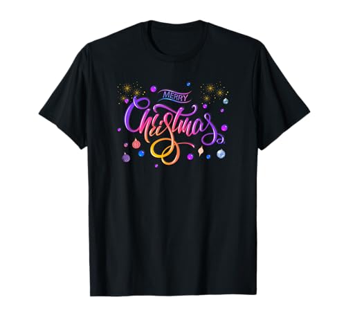 Design con scritta "Merry Christmas" e scritta "Happy Holiday" Maglietta