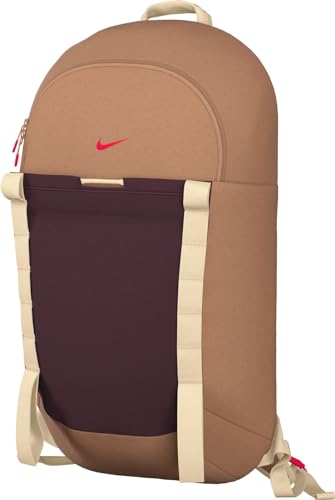 Nike Hike Day Pack (24L) Backpack Bag (Amber Brown/Night Maroon/Bright Crimson)