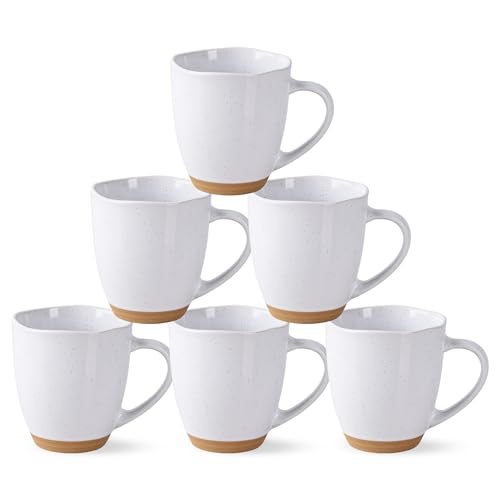 AmorArc-12oz-Ceramic-Coffee-Mugs-set-of-6-Stylish-Coffee-Mugs-with-Rustic-Terracotta-Underside-for-Man-Woman-Dad-Mom-Suitable-for-LatteCappuccinoMilkCocoa-DishwasherMicrowave-Safe-White AmorArc 12oz Ceramic Coffee Mugs set of 6 Stylish Coffee Mugs with Rustic Terracotta Underside for Man Woman Dad Mom Suitable for LatteCappuccinoMilkCocoa DishwasherMicrowave Safe White