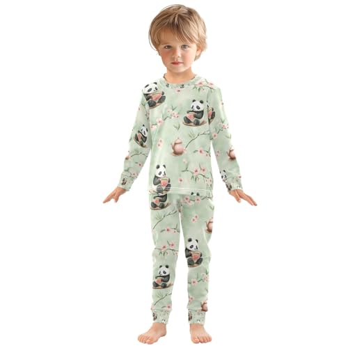 senya Panda Drinking Tea Pajamas Set Long Sleeve Soft Cotton Sleepwear 2 Piece3