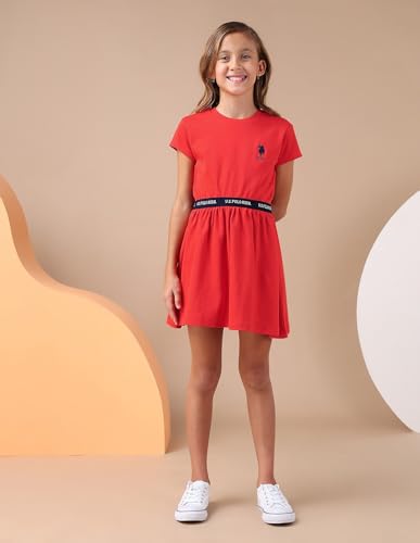 Image of U.S. Polo Assn. Kids Regular fit Cotton Short Sleeves Round Neck Dresses