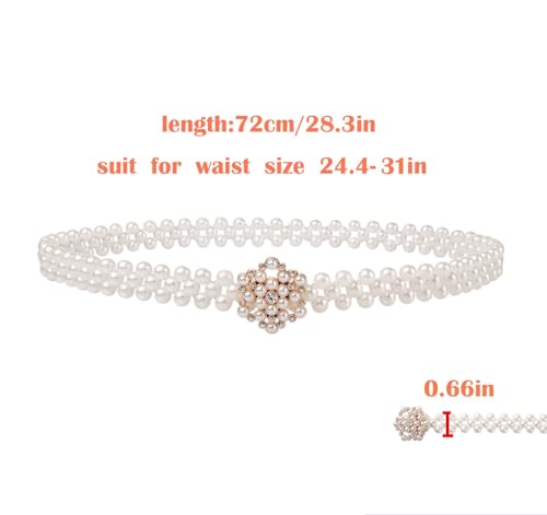 Women Pearl Waist Belt Elastic Wedding Bridal Belt with Rhinestone Crystal Sash Bridesmaid Dress Belt Retro Waistband3