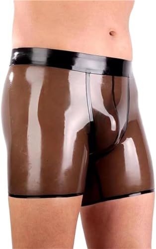 MFMYEE SM Herren schwarzer Reißverschluss handgenähter Latex-Fetisch exotischer Herren-Unterwäsche-Slip Latex-Shorts (DE/NL/SE/PL, Alphanumerisch,...