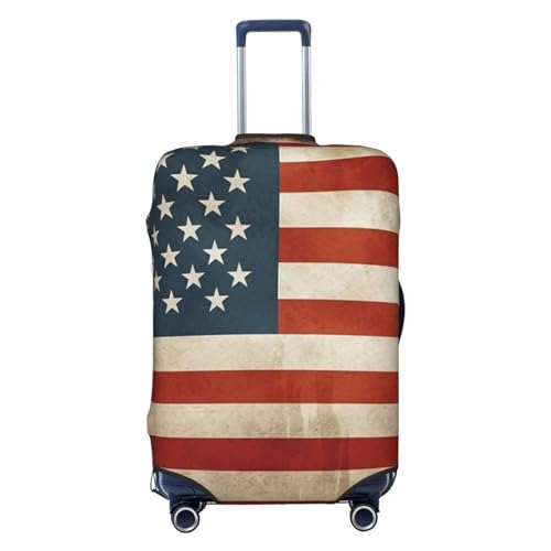 Travel Luggage Cover Suitcase Protector Elastic Washable Vintage American USA Flag Suitcase Cover Anti-scratch Spandex Baggage Covers Fits 18-32 Inch Luggage