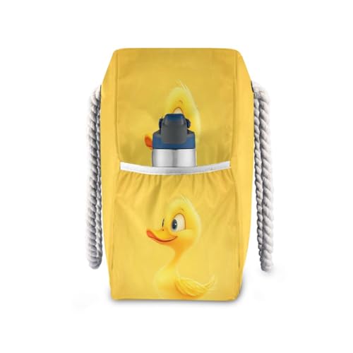 Duck (1) Beach Bag & Travel Tote Bag Large Sandproof with Zipper Closure, Wet Pouch for Swim Gym Travel, Lightweight Foldable Outdoor Bag3
