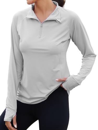 We1Fit-Womens-UPF-50-Sun-Shirts-Long-Sleeve-Quarter-Zip-Pullover-Lightweight-Hiking-Running-Workout-Tops