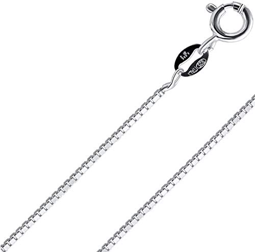 925 Sterling Silver Italian 1.2 MM Box Chain Crafted Necklace Thin Lightweight Strong Sturdy (20, 1.2MM Italian Box Chain Sterling Silver Lobster Claw Clasp)