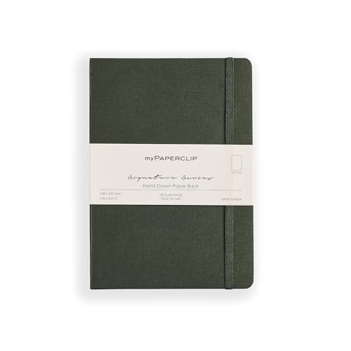 Image of myPAPERCLIP Signature Series A5 Unruled Notebook | 192 Pages, 90 GSM Recycled Paper, Soft Cover, A5 (5.83 x 8.27 in) | Flat Lay | Bookmark & Elastic Closure | Bosco