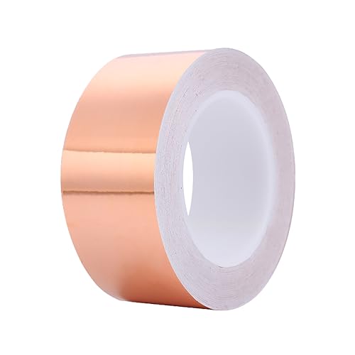 SEIWEI Copper Tape, Copper Foil Tape for Stained Glass, Copper Tape for Slugs Conductive Adhesive, Copper Flashing Conductive Tape for Guitar, EMI Shielding, 45 mmx32 Yards