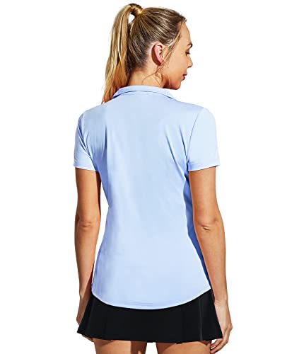 Image of MIER Women's Golf Polo Shirts Collared V Neck Short Sleeve Tennis Shirt, Dry Fit, Moisture Wicking