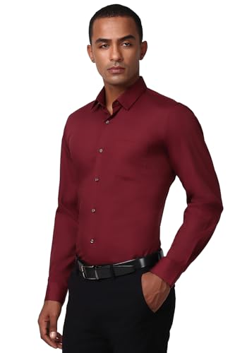Image of Peter England Men Polycotton Slim Fit Full Sleeve Stretchable Solid Formal Shirt | Lycra Comfort